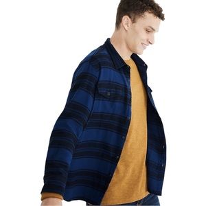 MADEWELL ☆ Brushed Twill Shirt in Blanket Stripe Blue ☆ Men's Size Medium